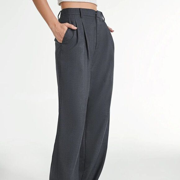 Commense Airstream Straight Leg Dress Pants Size XL Grey Cuffed High Waisted NWT - Picture 4 of 16
